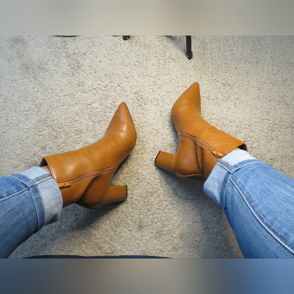 Brown Faux Leather Booties
